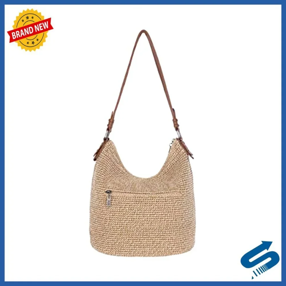 Hand-Crochet Hobo Bag Spacious Vegan Leather Everyday Boho Chic Travel